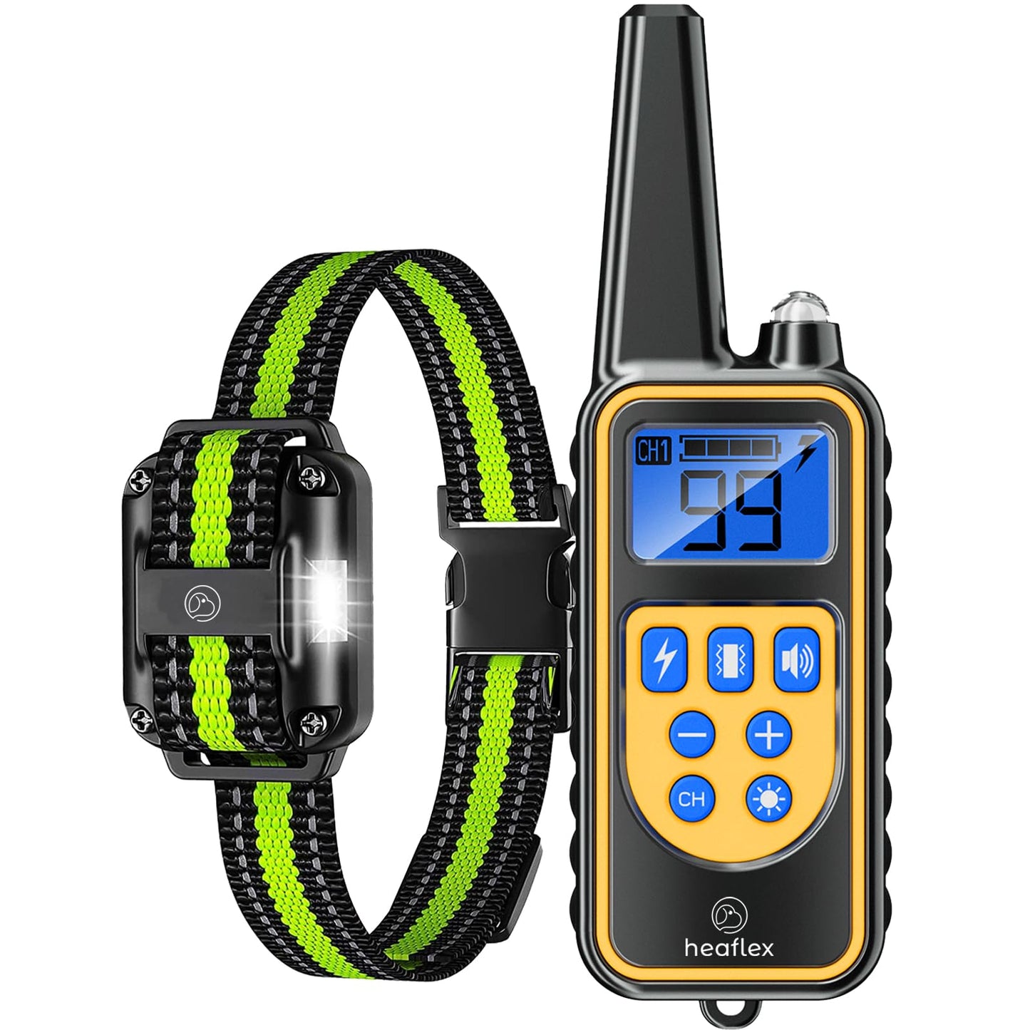 Heaflex Electric Dog Training Collar with Remote 1640FT E-Shock Safe Training Modes Rechargeable IP67 Waterproof Collars for 1 Dog (Green)