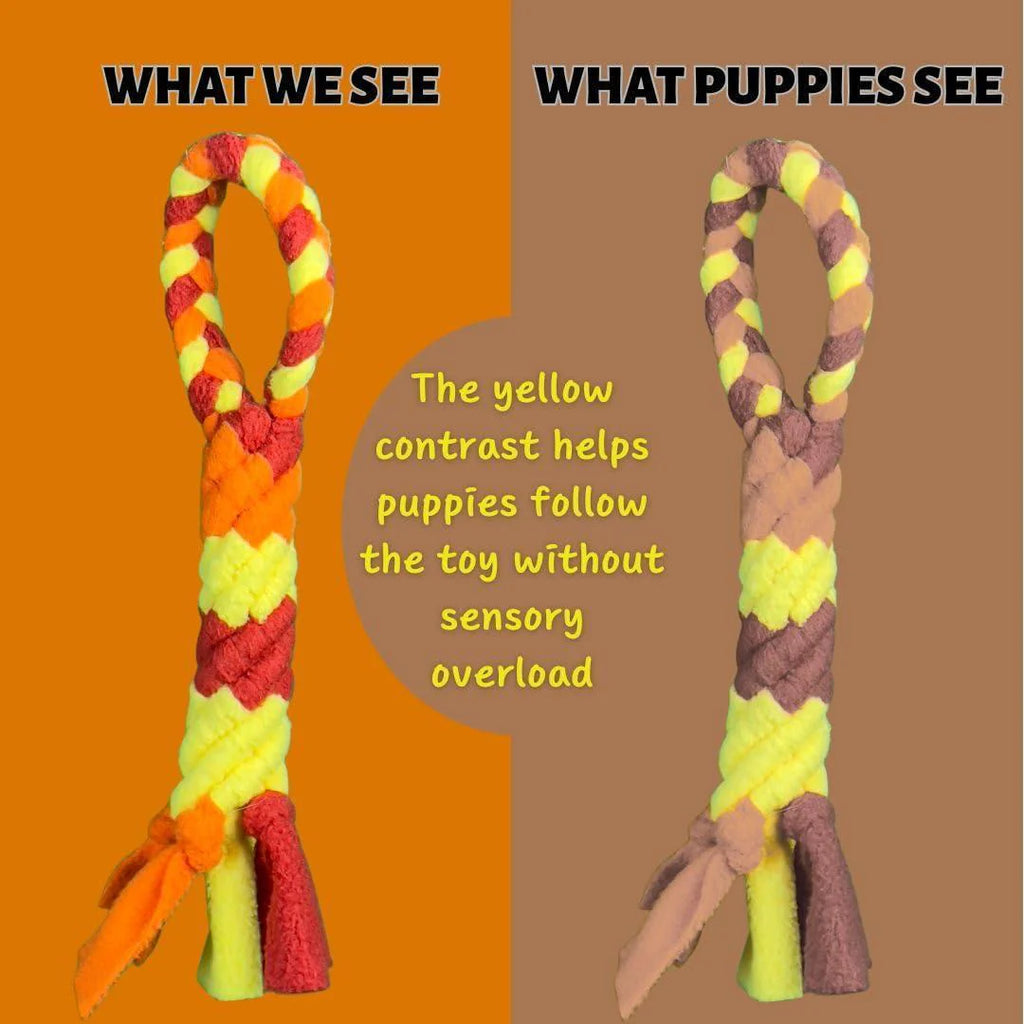Orange Interactive Tug Toy for Dogs Mental Stimulation Toy Slow Play Treat Dispenser Brain Exercise for Puppies & Seniors Teething Relief Blue Orange Purple (Orange)
