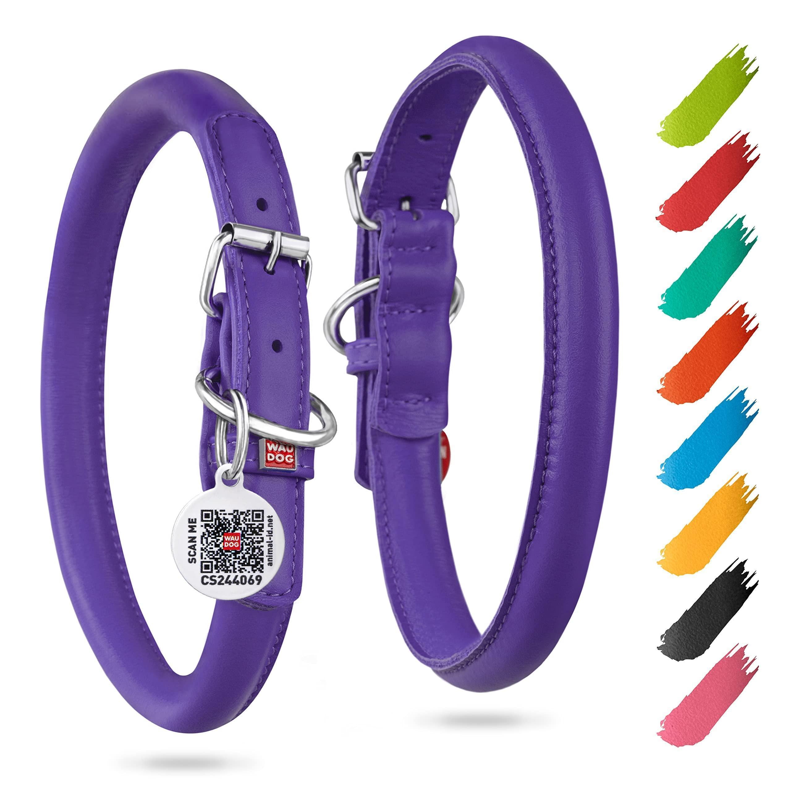 Ultra Soft Rolled Leather Dog Collar for Small Dogs 13 16 Inch Neck Soft