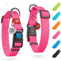 Waterproof Dog Collar 17-28 Inch Neck X 1 3/5 Inch Wide Plastic Buckle Adjustable Dog Collar for Large Dogs Small and Medium Dogs Breakaway Dog Collar Waterproof with Plastic Buckle and QR Dog Tag Boy & Girl Dog Collars (Pink)