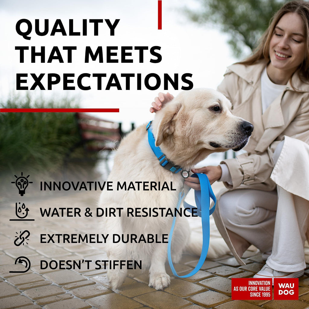 Waterproof Dog Collar 12-19 Inch Neck X 1 Inch Wide Plastic Buckle Adjustable Dog Collar for Large Dogs Small and Medium Dogs Breakaway Dog Collar Waterproof with Plastic Buckle and QR Dog Tag Boy & Girl Dog Collars (Blue)