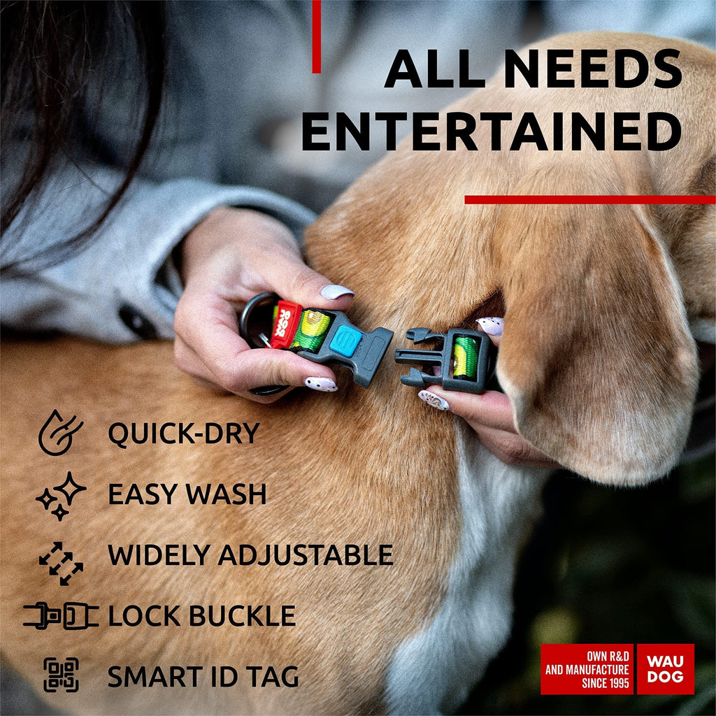Nylon Dog Collar Adjustable Dog Collar for Large Dogs Small & Medium Dogs Breakaway Puppy Collars for Large Breed Dogs Boy & Girl Dog Collars with Durable Plastic Buckle and QR Dog Tag