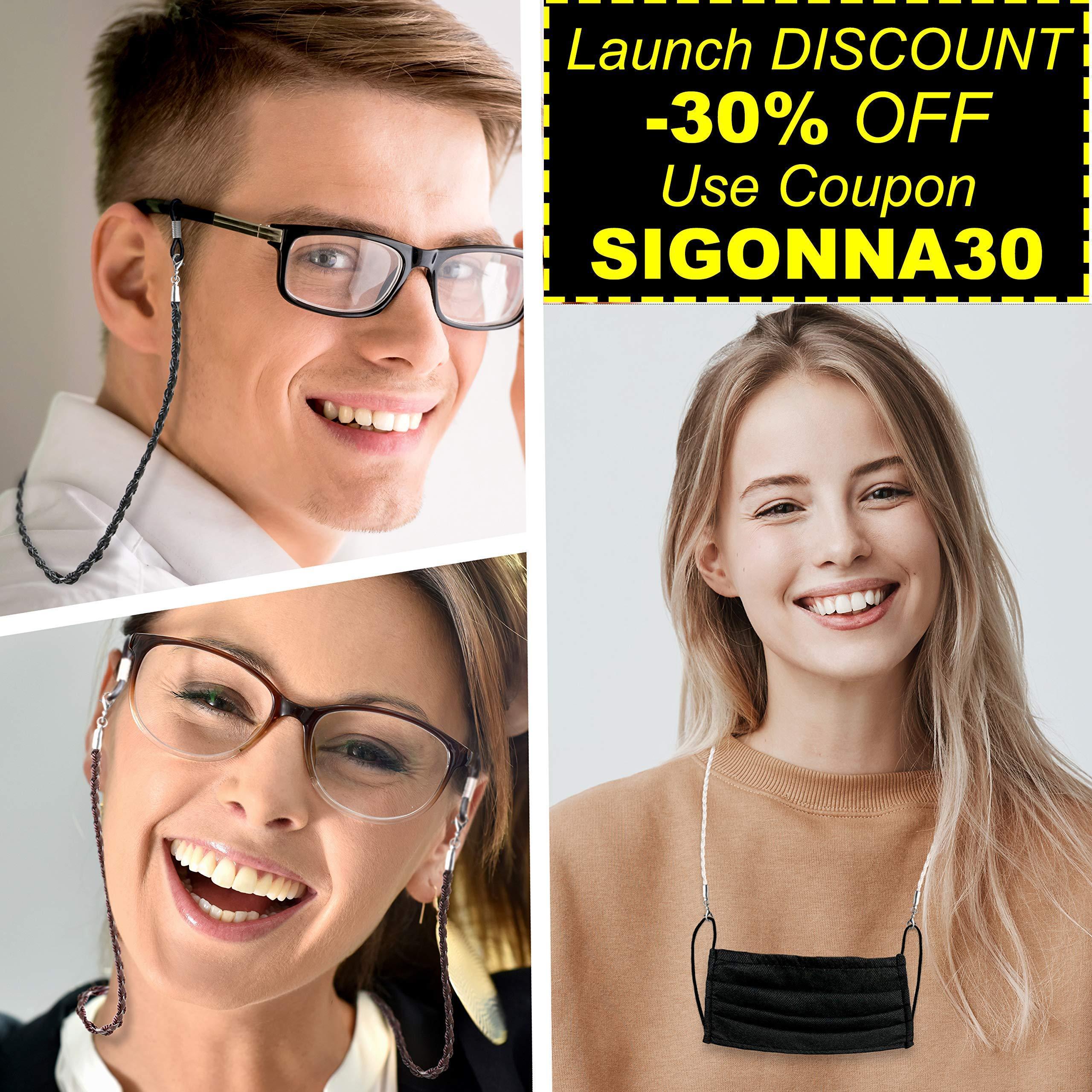Glasses Strap Chains Premium ECO Leather Eyeglass Holder 4 Pack 28 Inch Long