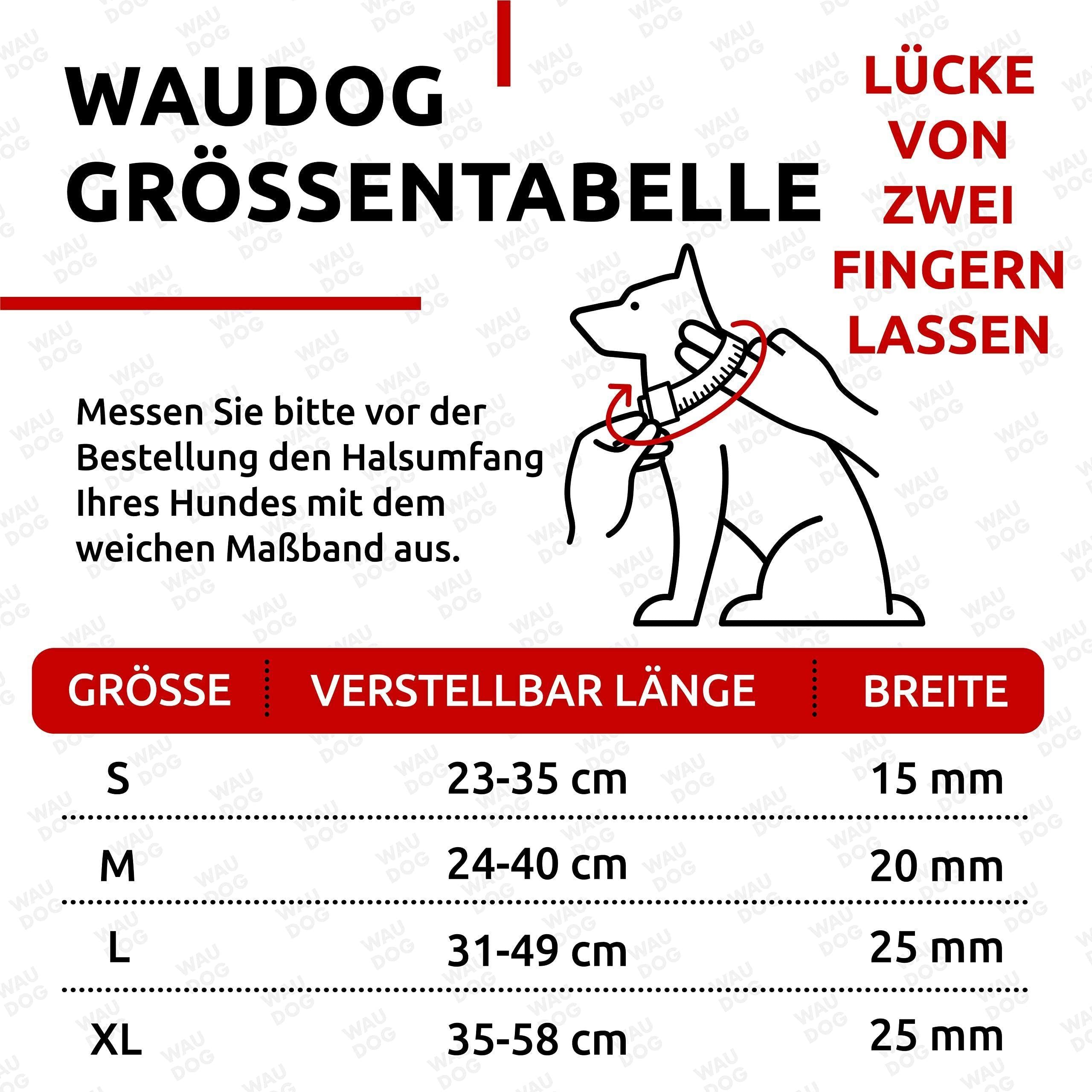 WAUDOG Waterproof Dog Collar Adjustable Dog Collar for Large Dogs Small and Medium Dogs Heavy Duty Dog Collars with Durable Metal Clasp and QR Dog Tag Boy & Girl Dog Collars (Red)