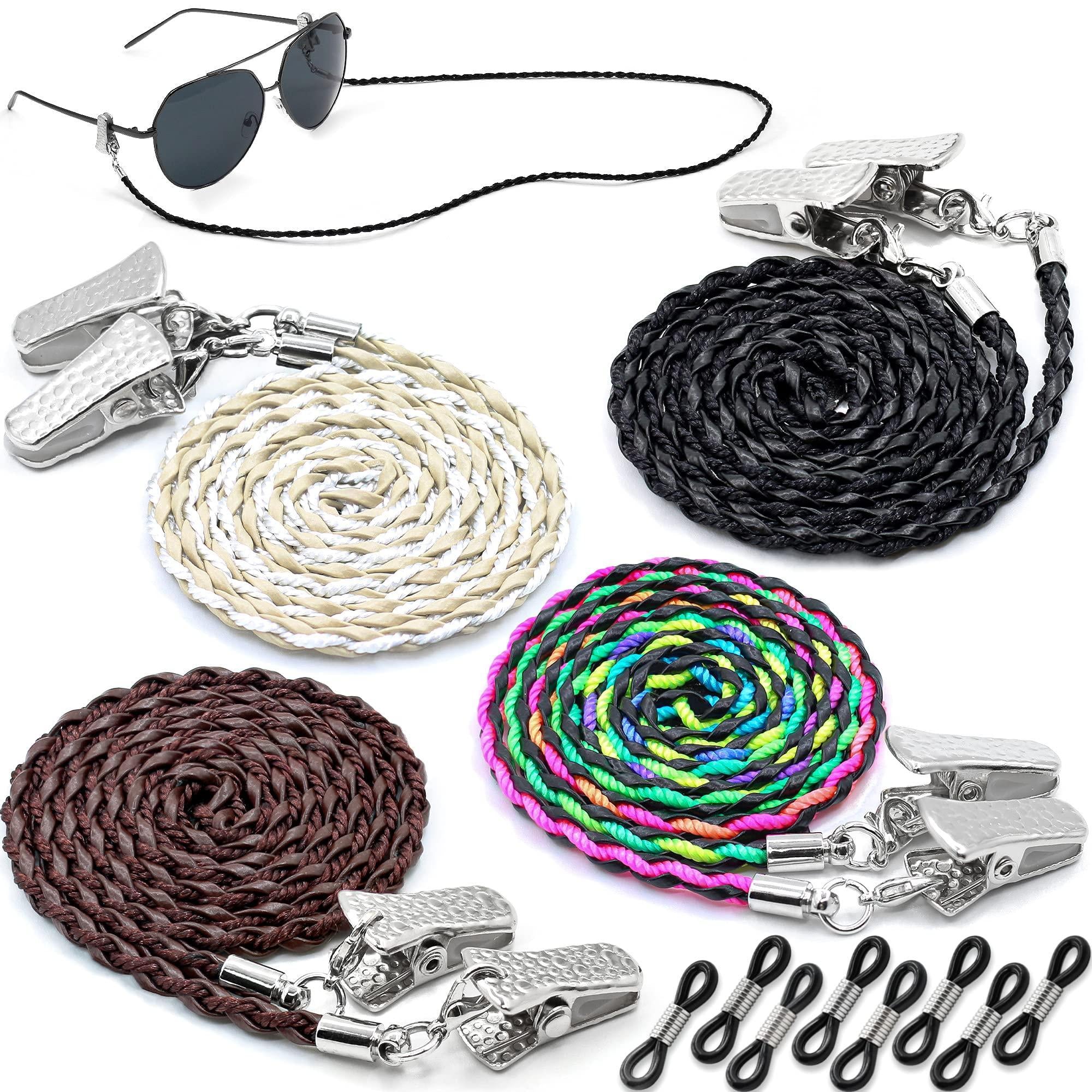 Glasses Strap Chains Premium ECO Leather Eyeglass Holder 4 Pack 28 Inch Long