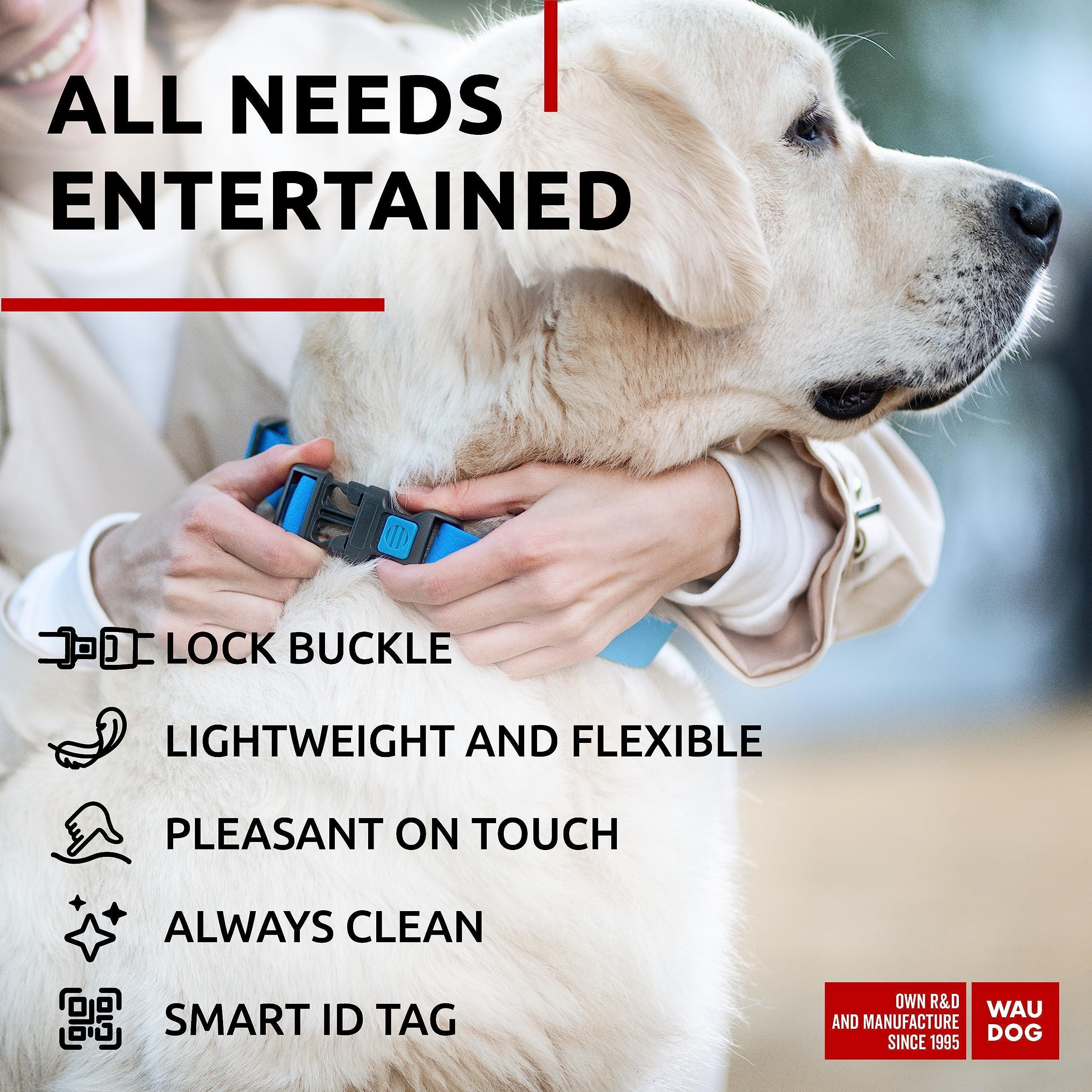 Waterproof Dog Collar 14-23 Inch Neck X 1 Inch Wide Plastic Buckle Adjustable Dog Collar for Large Dogs Small and Medium Dogs Breakaway Dog Collar Waterproof with Plastic Buckle and QR Dog Tag Boy & Girl Dog Collars (Blue)