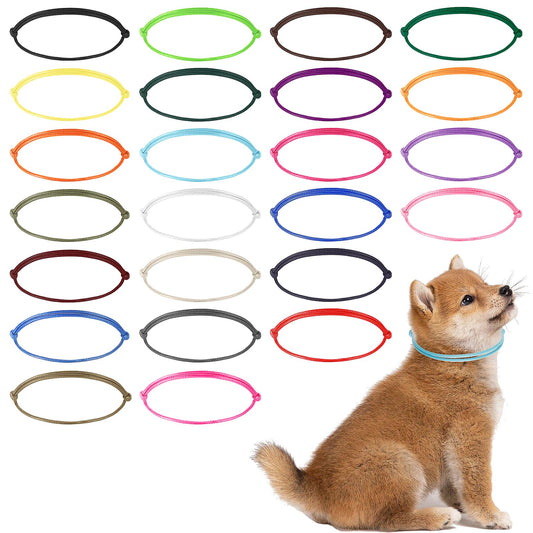 24Pcs Puppy ID Collars for Litter Adjustable Soft Whelping Collars for Small Puppies 2.2 Min Colored Newborn Puppy Collars Identification Collar Bands for Kitten Tiny Dogs Pet