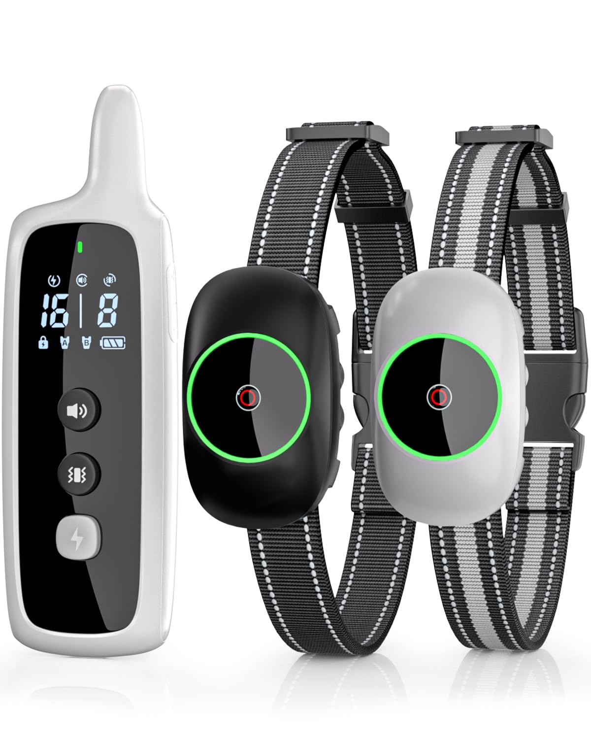 Dog Shock Collar for 2 Dogs Dog Training Collar with Remote for Large Medium Small Dogs Rechargeable E-Collar Waterproof Collars with 3 Training Modes Range up to 3300Ft-Grey