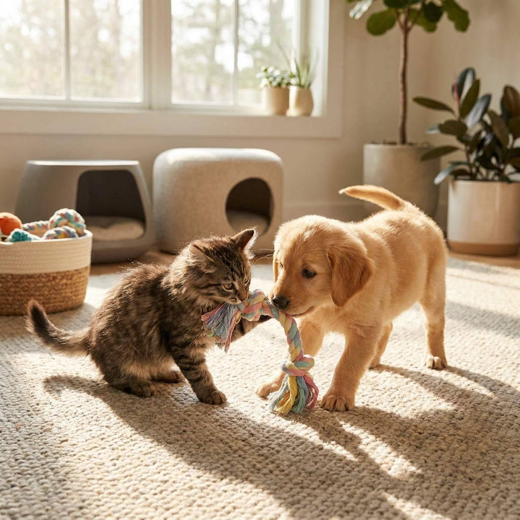 Cat and dog playing together - Virtual Paws
